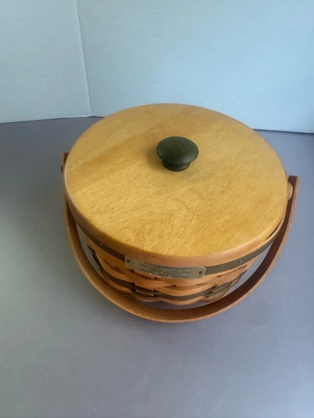 Longaberger 1994 Jingle Bell Basket with Handle and Lid